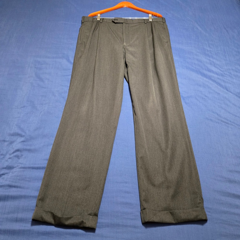 Brooks Brothers 346 Dress Pants Mens 37x32 Gray Excellent Wool Pleated Cuffed
